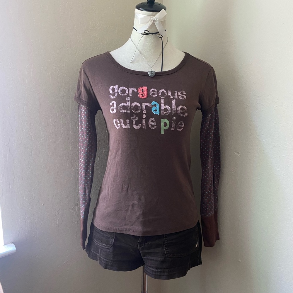 GAP Brown Long Sleeve Graphic Tee
